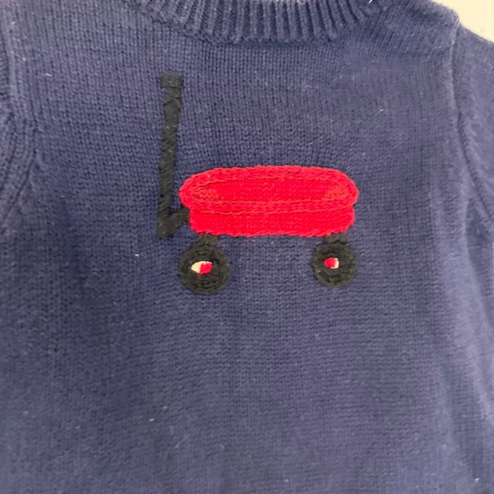 Gymboree  Babies Navy Blue & Red Wagon Sweater Size 0-3 months